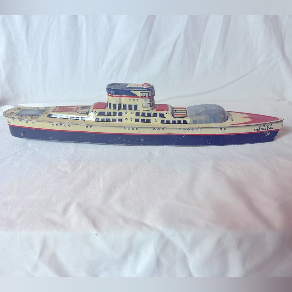 Vintage 1950’s Marx Toys Tin Luxury Liner Cruise Ship For Parts